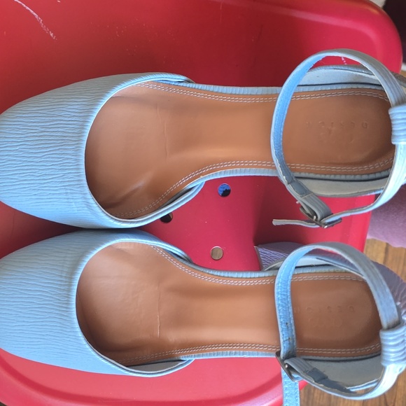 ASOS wide Fit Platform Chunky Textured Heel Blush Blue - Picture 8 of 8